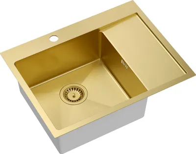 Produktbild von QUADRON Spülbecken 1-Becken Spüle | Größe: 62 x 48 x 20 cm | RUSSEL 116 | Küchenspüle Edelstahlspüle mit Siphon | Golden Pvd