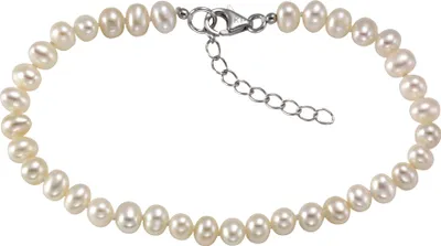Produktbild von F Armband 925/- Sterling Silber 19+3cm weiß Süßwasserzuchtperle weiß 373260016-1