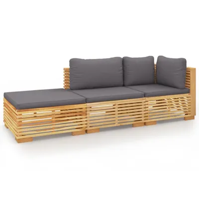 Produktbild von vidaXL 3-tlg. Garten-Lounge-Set mit Kissen Massivholz Teak