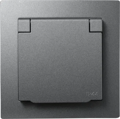 Produktbild von Schutzkontakt-Steckdose McPower "Flair", 250V/16A, UP, Klappdeckel, IP44, anthrazit, matt