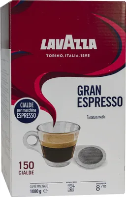 A box of Lavazza Gran Espresso coffee pods.