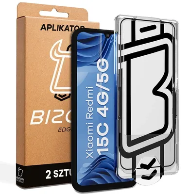 Produktbild von Gehärtetes Glas mit Applikationsrahme für Xiaomi Redmi 15C 4G / 5G, Bizon Glass Aplikator Edge, 2 Sets