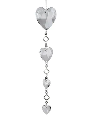 Produktbild von Deko Hänger Herzen hängend 28 cm Silber Acryl Fensterschmuck