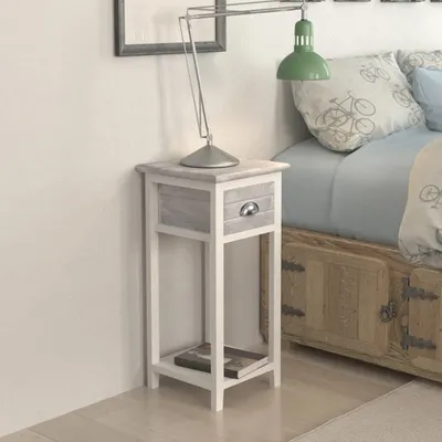 Immagine prodotto di Comodino con 1 Cassetto Grigio e Bianco