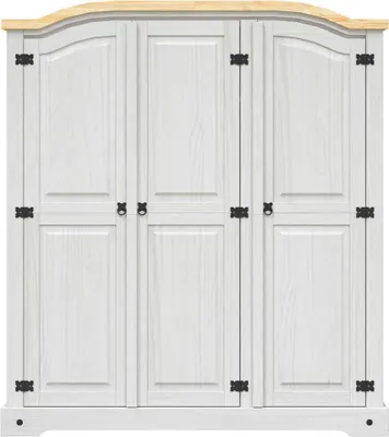 Produktbild von vidaXL Kleiderschrank Mexiko-Stil Kiefernholz 3 Türen Weiß