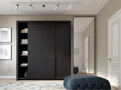 Produktbild von Kleiderschrank FRAMA 185cm Schwarz Schiebetürenschrank
