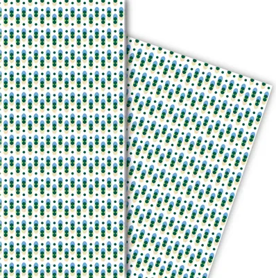Produktbild von Grafisches Geschenkpapier mit Retro Punkt Muster in grün blau - G6361, 32 x 48cm