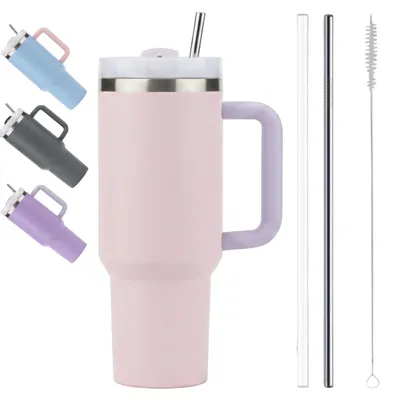 Isolierter Reisebecher 40 oz, doppelwandig, Edelstahl, zartes Rosa