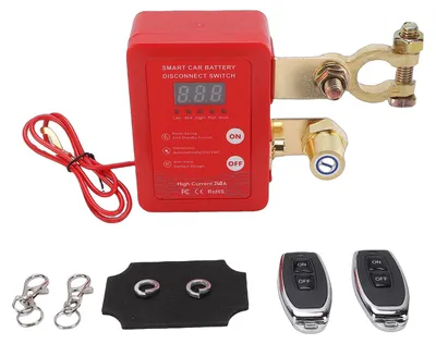 Obrázek produktu pro Inteligentní odpojovač baterie, 12 V/24 V, s digitálním displejem, ručně ovládaný dálkový odpojovač baterie pro osobní automobily, SUV, MPV a elektromobily, červený