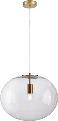 Image de Suspension CAMPANIA transparente et dorée, 1xE27x60W, verre, dimensions : 157x30x40 cm, IP20, Milagro