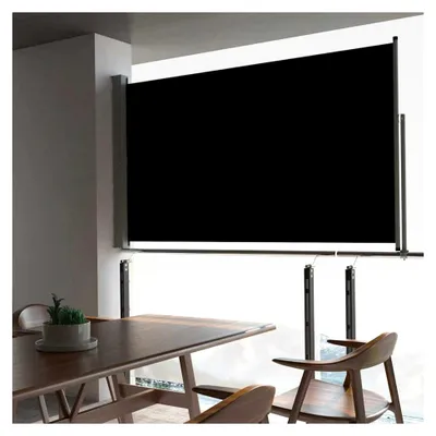 Produktbild von Terrassenmarkise mit automatischer Rückrollfunktion | UV- und reißfest | 140 x 0-300 cm | Schwarz & Grau