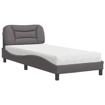 Image de vidaXL Lit avec matelas "Hvar" Gris 80x200 cm Similicuir