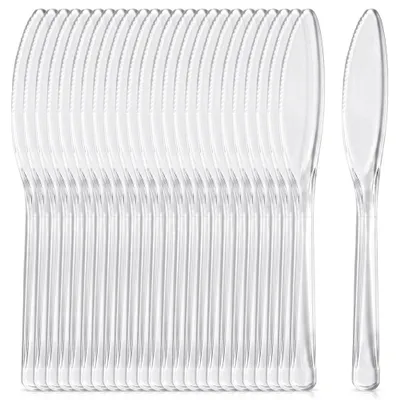 Produktbild von Excellent Houseware | Plastikmesser 25er Set - 17,5 cm - Wiederverwendbar - Transparent - Spülmaschinenfest