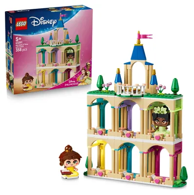 Produktbild von LEGO ǀ Disney Princess Die Mini-Prinzessinnen Belle und Tiana mit ihrem Schloss - Spielzeug mit 2 Minipuppen und Zubehör - DIY Deko - Geschenk für Mädchen ab 5 Jahren und Disney Fans - 43291