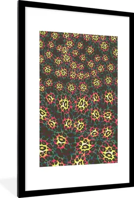 Produktbild von MuchoWow® Gerahmtes Poster Pantherdruck - Gelb - Muster - Farbe 60x90 cm - Poster mit Schwarzem Bilderrahmen Wandposter Rahmen Foto Bilder - Dekoration - Wandposter Wohnzimmer - Hochwertig