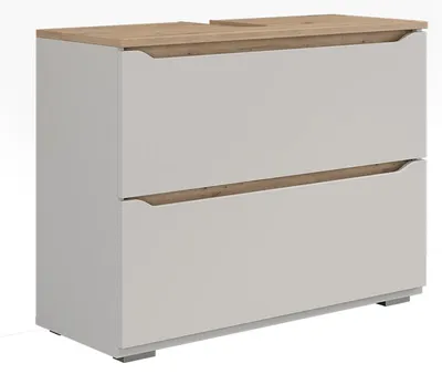 Imagen del producto de Mueble bajo lavabo Vicco Ruben Blanco/Roble artesanal 80.2 x 62.5 cm con 2 cajones, Model 62910