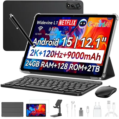 Blackview Mega2, 11,97 Zoll, 2K Display, FHD Tablet, 2025, 24(8+16) GB+128GB 2TB Erweiterbar, Dual 4G, 5GWiFi, 9000mAh, 2025 Android 15, Widevine L1