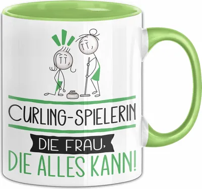 Produktbild von Curling-Spielerin Geschenk Tasse Becher Die Frau Die Allen Kann Geschenkidee für eine Curling-Spielerin Lustig (Grün)