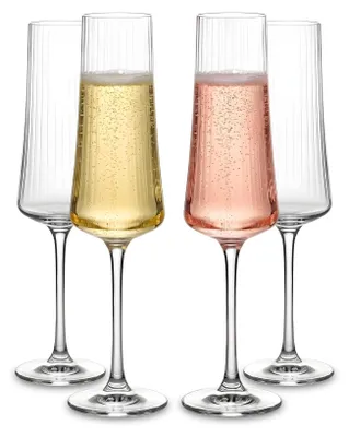 Champagnegläser 4er-Set, 21 cl, Kristallglas, gerippt, spülmaschinengeeignet