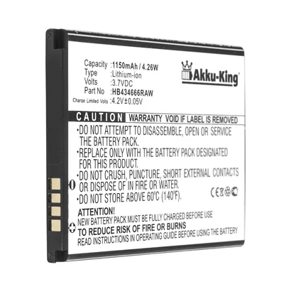 Produktbild von Akku kompatibel mit Huawei E5573, E5776S-601 - ersetzt HB434666RAW - Li-Ion 1150mAh