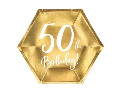 Immagine prodotto di Piatti di carta per feste 50 ANNI - compleanno - oro - 20 cm - 6 pz