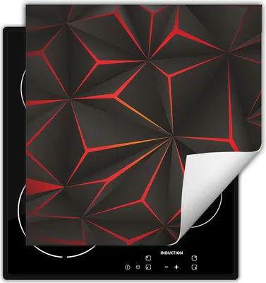 Produktbild von DarHaus Herdabdeckplatte 50x52 cm Anti Rutsch Matte Aufrollbar, grau - rot 3D