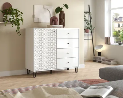 Produktbild von Highboard >Prisma< in Weiß - 110x96x40cm (BxHxT)