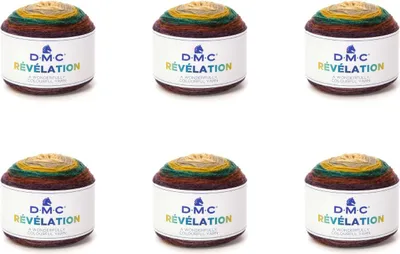 Image de 6 pelotes de DMC Révélation – fil coloré 19 % laine, 78 %.polyacrylique, 3 % polyester (couleur 207)