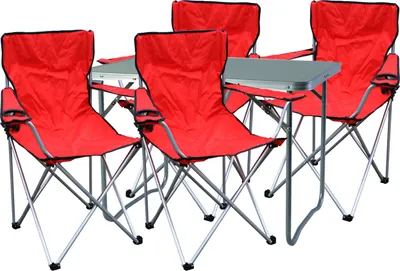 Produktbild von 5-teiliges Campingmöbel Set rot 4x Stuhl inkl. Tasche + 1x Tisch