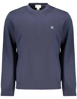 Image de Pull pour homme bleu – Sweat classique avec col rond brodé