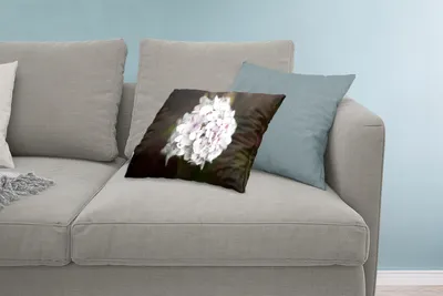 Produktbild von MuchoWow® Zierkissen Sofakissen Wohnzimmer Dekokissen 60x40 cm Weiße Hortensie vor schwarzem Hintergrund - Kopfkissen - Polster mit Foto