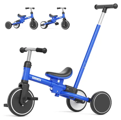 Immagine prodotto di Triciclo per bambini 5-in-1, con altezza del sedile regolabile, pedali removibili, dotato di maniglia di spinta, adatto a bambini dai 1 anno in su