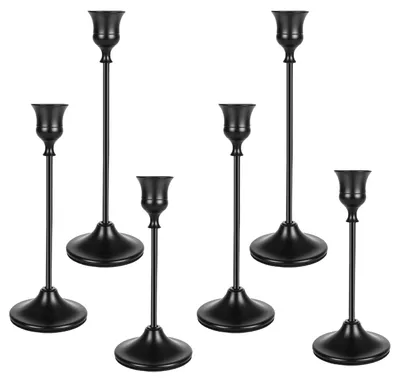 Metall-Kerzenhalter 6er-Set, schwarz, 16/19/22 cm
