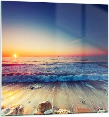Produktbild von Bilder auf glas - Meer Strand Welle - 60x60cm - Glasbilder - Wandbilder - Kunstdruck - zum Aufhängen bereit - Wanddekoration aus Glas - Glas Bilder - Wandbild auf Glas - Einteilig - GAC60x60-3613