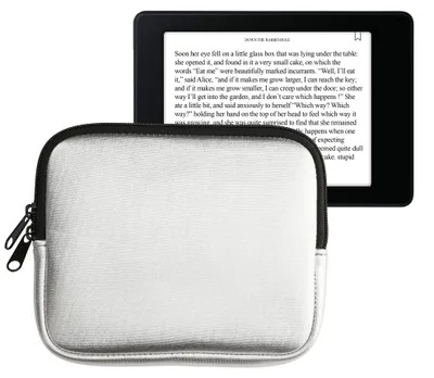 Produktbild von kwmobile Schutztasche für eReader - Neopren Tasche Hülle Cover Case Schutzhülle Silber - 17,5 x 14,7 cm Innenmaße