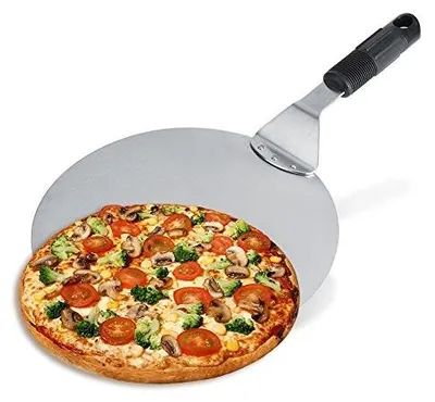 Immagine prodotto di Pala per pizza da 10 pollici - Acciaio inossidabile - Manico antiscivolo - Per la preparazione di pizze - Pala per pizza - Uso professionale - Pala da forno