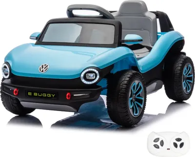 Zdjęcie produktu dla Elektryczny samochód dla dzieci Volkswagen E-Buggy 12 V (1–5 lat) – oficjalnie licencjonowany, z pilotem, Bluetooth i bagażnikiem – elektryczny pojazd dla dzieci – niebieski