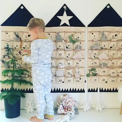 Produktbild von Adventskalender zum befüllen Weihnachtskalender Hängende Aufbewahrungstasche Hängende Lagerung 24 Taschen Adventskalender