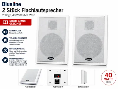 Produktbild von 2 Stück Blueline PBS-501 Flachlautsprecher Weiß – Neuware, KI-generiertes Bild