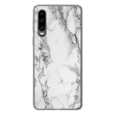 Produktbild von MuchoWow® Handyhülle Schutzhülle Hülle für Huawei P30 Marmor - Stein - Weiß - Grau - Schwarz - Marmoroptik Silikon Softcase Handy Hülle - Kartenbesitzer