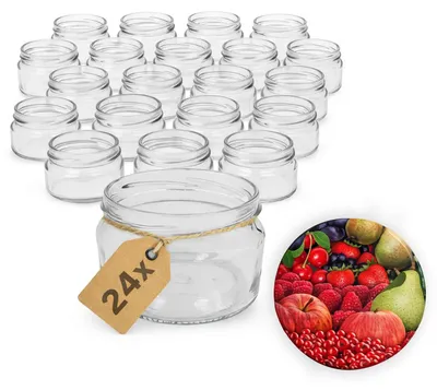 Produktbild von ART TWIST HOME Einmachgläser mit Schraubdeckel 24x 250 ml – Vorratsgläser Glasbehälter Vielseitige Robuste aus Dickem Glas - perfekt für Marmeladen Honig Säfte Gurken Konfitüren und Vorratshaltung