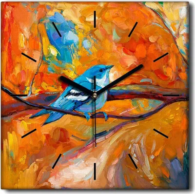 Produktbild von Coloray Uhr auf Leinwand 30x30 cm Wand Uhr Dekoration Wohnzimmer Segeltuch schwarze Hände -Kunstvogeltier.