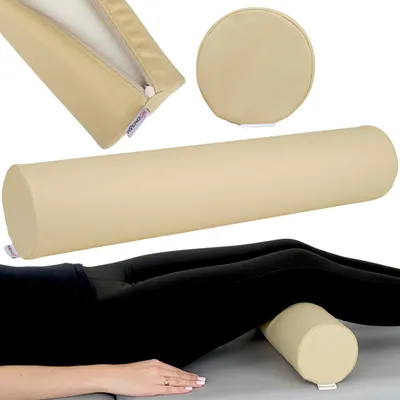 Produktbild von Habys Lagerungsrolle, Vollrolle, Nackenkissen, Lagerungskissen, Nackenrolle, Knierolle für Massage und Therapie, Fitnessrolle, 12x60cm, Beige