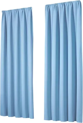 Obrázek produktu pro Zatemňovací závěsy, rozměry 245 x 135 cm, sada 2 kusů, termoizolační, s volánky, světle modré, vhodné do dětského pokoje