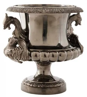Produktbild von Casa Padrino Barock Blumenvase im Antik Stil, vernickeltes Metall, 46 x 46 cm