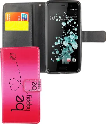 Produktbild von Handyhülle Tasche für Handy HTC U Play Be Happy Pink