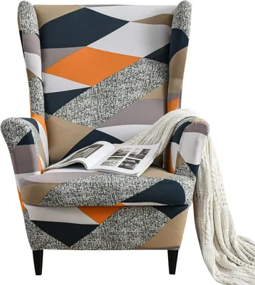 Obrázek produktu pro Stretch Wing Chair Sofa Slipcover Printed Elastan Sofa Cover Furniture Protector Non-Slip Soft, Magic Cube