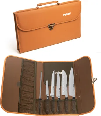 Produktbild von PİRGE Classic Profi Messerset mit Tasche 7 Stück - Geschmiedet Messerset - Profi Kochmesser Set - Edelstahl Profi Küchenmesser Set - Messer Set Scharf