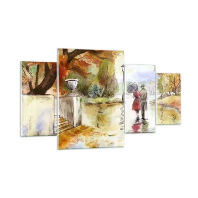 Produktbild von Bilder auf glas - Wetter regen herbst park - 160x90cm - Glasbilder - Wandbilder - Kunstdruck - zum Aufhängen bereit - Wanddekoration aus Glas - Glas Bilder - Wandbild auf Glas - GDL160x90-2914