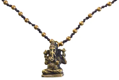 Produktbild von Halskette "Ganesha" mit 80 Messingperlen 35cm